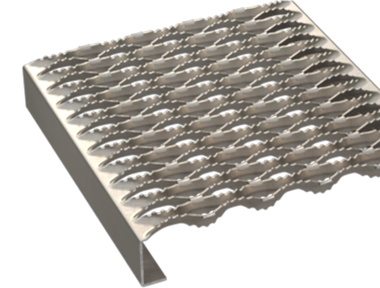 GRIP STRUT® Plank Grating rendering coming out from the right.