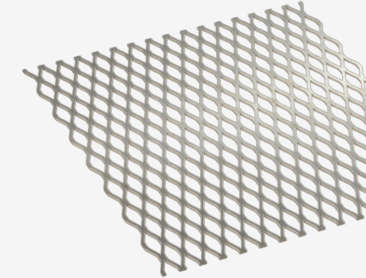 Flattened Expanded Metal rendering coming out from the right.