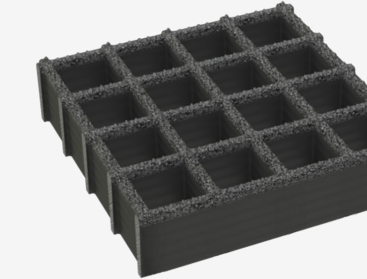 Molded Fiberglass Grating rendering coming out from the right.