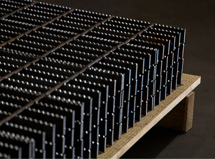 Serrated Bar Grating panels on a pallet.