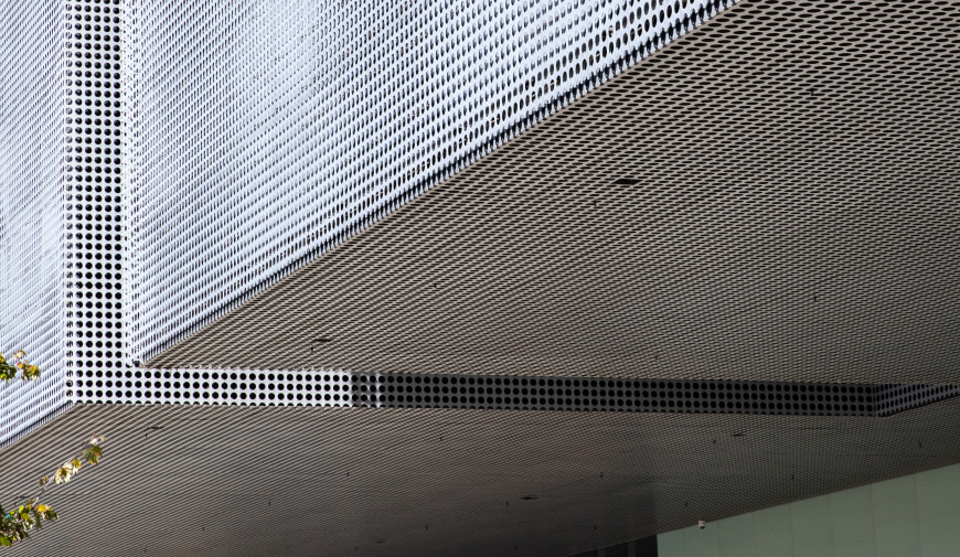 Clear Anodized Perforated Metal on the Tampa Museum of Art.