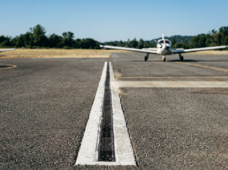 Optional heavy-duty frame provides adequate drainage for this airport runway.