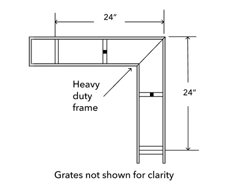 Diagram of a mitered corner detail on a Trench Drain.