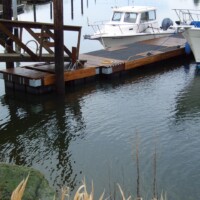 Molded Fiberglass Grating dock at a marina.