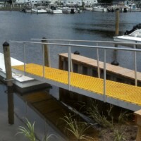 Molded Fiberglass Grating ramp at a marina.