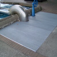 McNICHOLS® Pultruded I-Bar Fiberglass Grating drain.