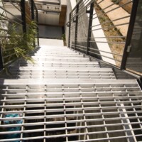 Aluminum Swage-Locked Bar Grating Stair Treads at the Margarido House.