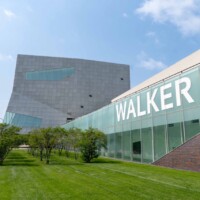 Walker Art Center, Minneapolis, MN, with LANCET™ 31651-F Expanded Metal facade, angular design, glass entry, and landscaped lawn.